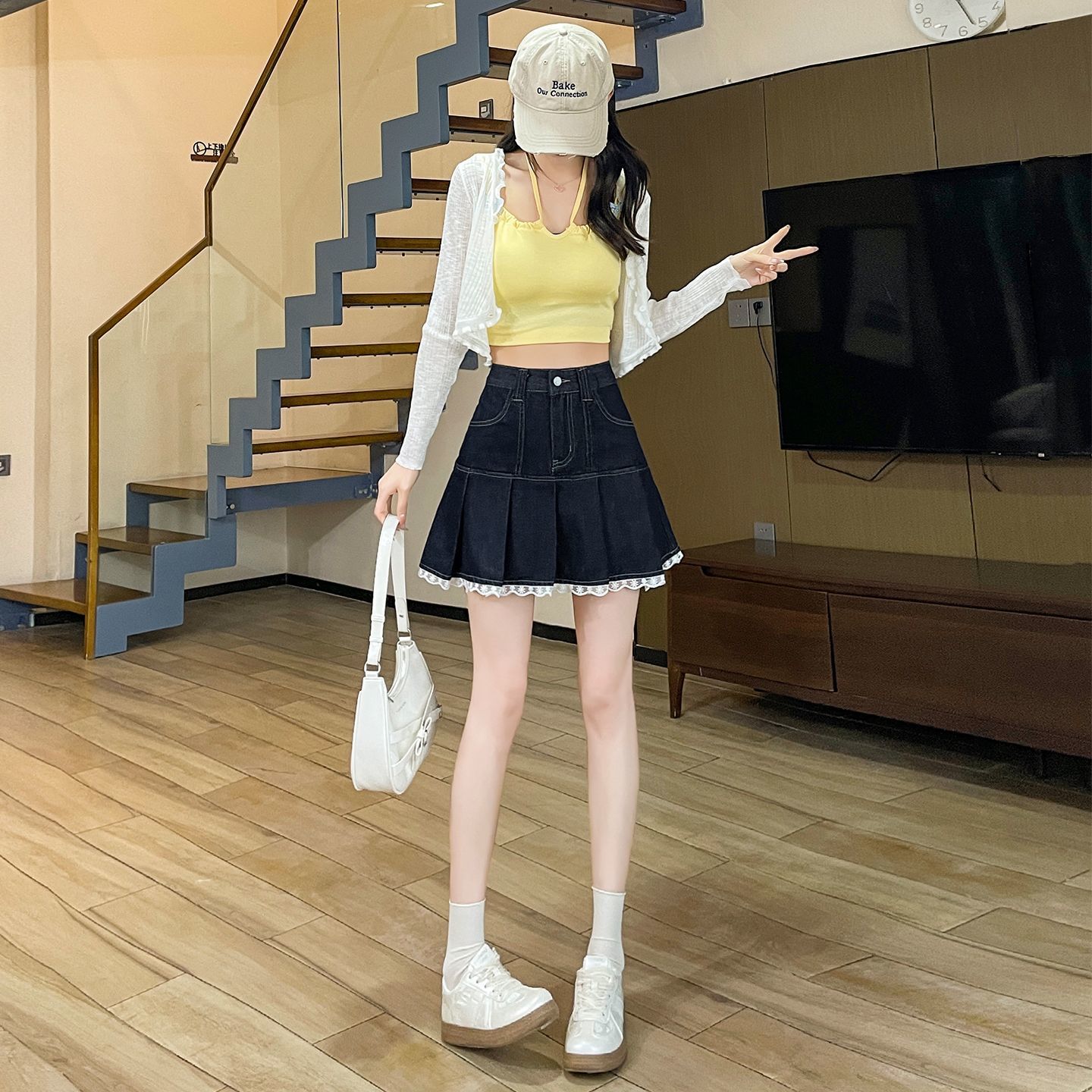 Retro Spitze Spitzrock für Damen im Sommer Neuer hochtaillierter Faltenrock Hot Girl Denim Slim Rock XXL von Joom DACH