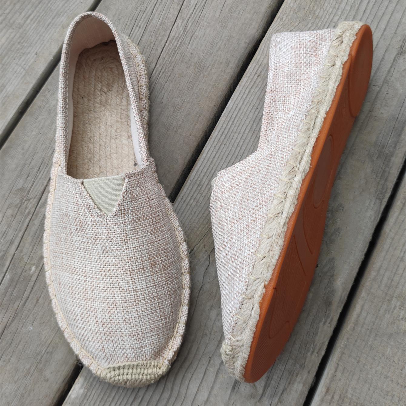 Retro Trend Atmungsaktive Canvas-Schuhe Sommer Leinen Herren Fischer Schuhe Lässige Ein-Pedal Baumwolle und Leinen Abriebfeste Slipper 43 von Joom DACH