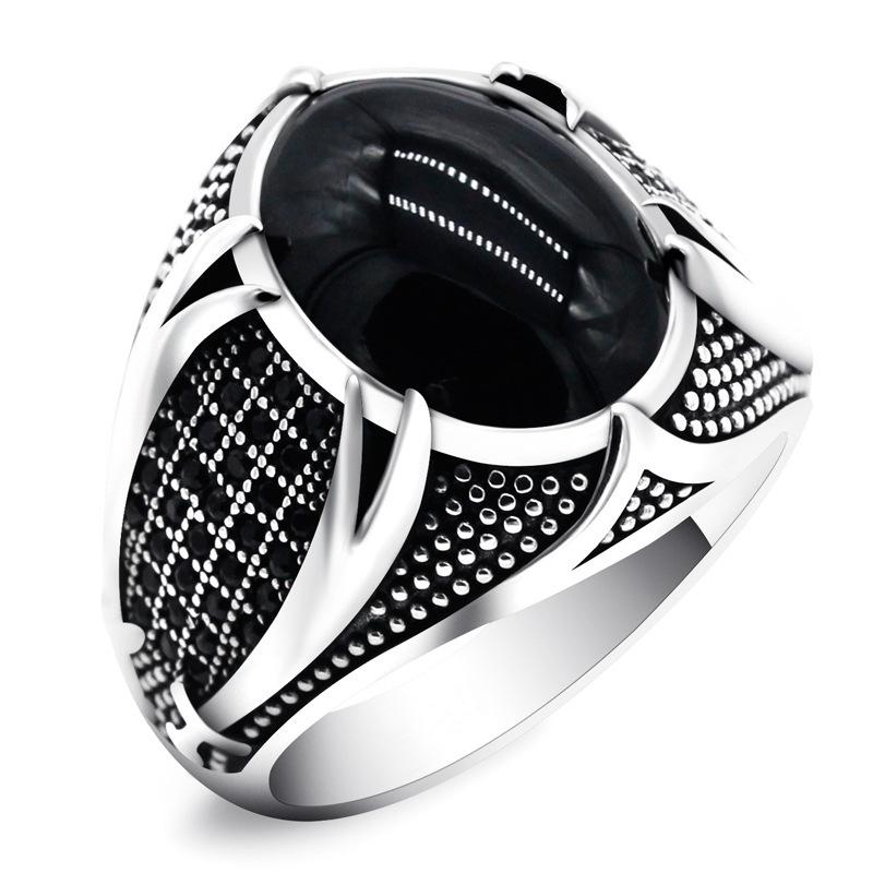 Retro handgemachte türkische Siegelringe für Männer alte Silber Farbe geschnitzt Adler Ring Mystic Zirkon Inlay neue Punk Motor Biker Ring 11 von Joom DACH