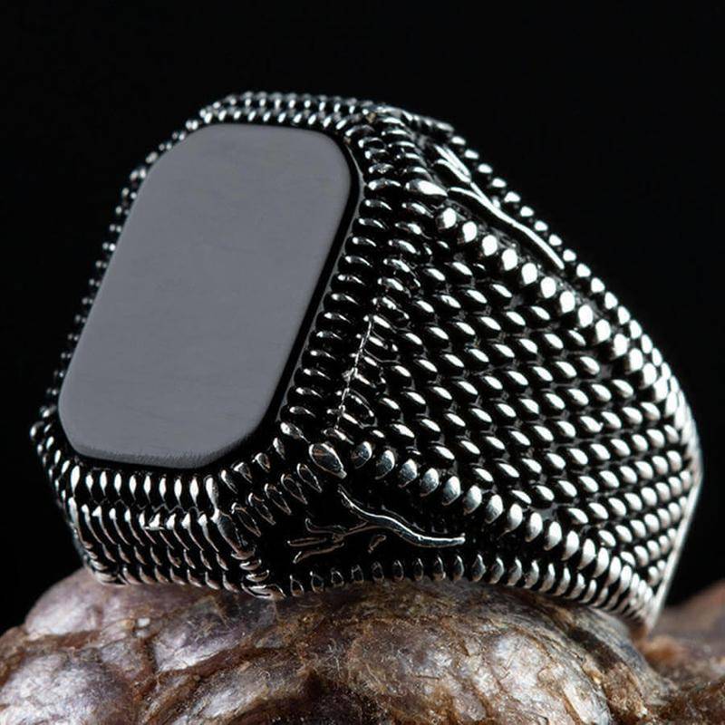 Retro handgemachte türkische Siegelringe für Männer alte Silber Farbe geschnitzt Adler Ring Mystic Zirkon Inlay neue Punk Motor Biker Ring 13 von Joom DACH