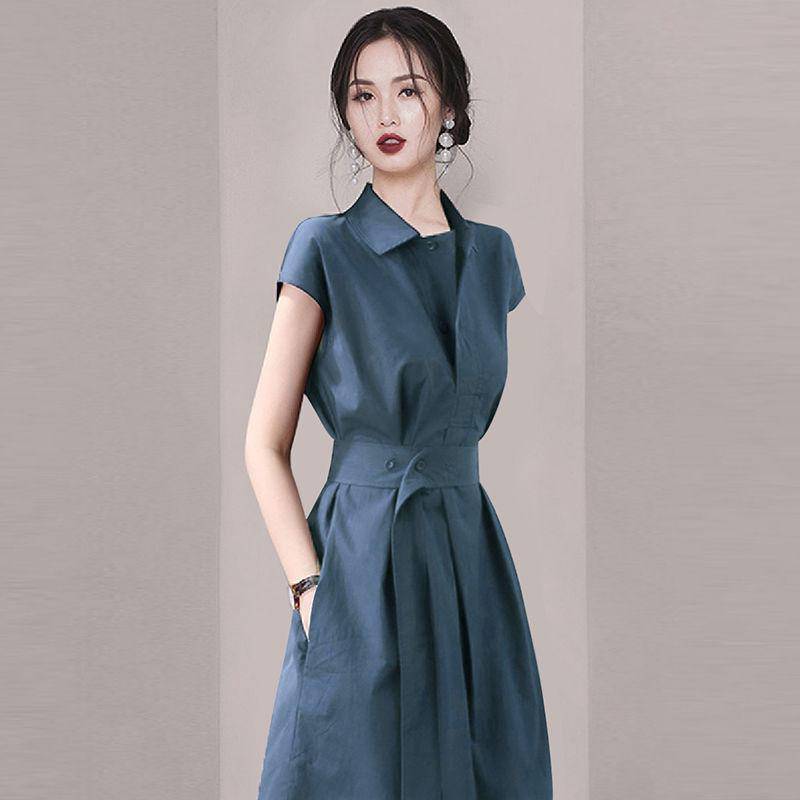 Retro taillenbetontes Kleid Sommer Neue Damen Französisch Slim-Fit Hemdrock S von Joom DACH