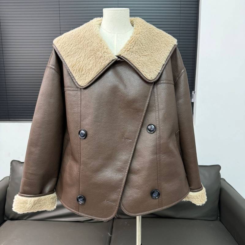 Revers Warmer und umweltfreundlicher All-in-One-Kurzmantel aus Pelz für Damen im Winter, neue lässige Lederjacke aus Lammwolle im koreanischen Stil M von Joom DACH