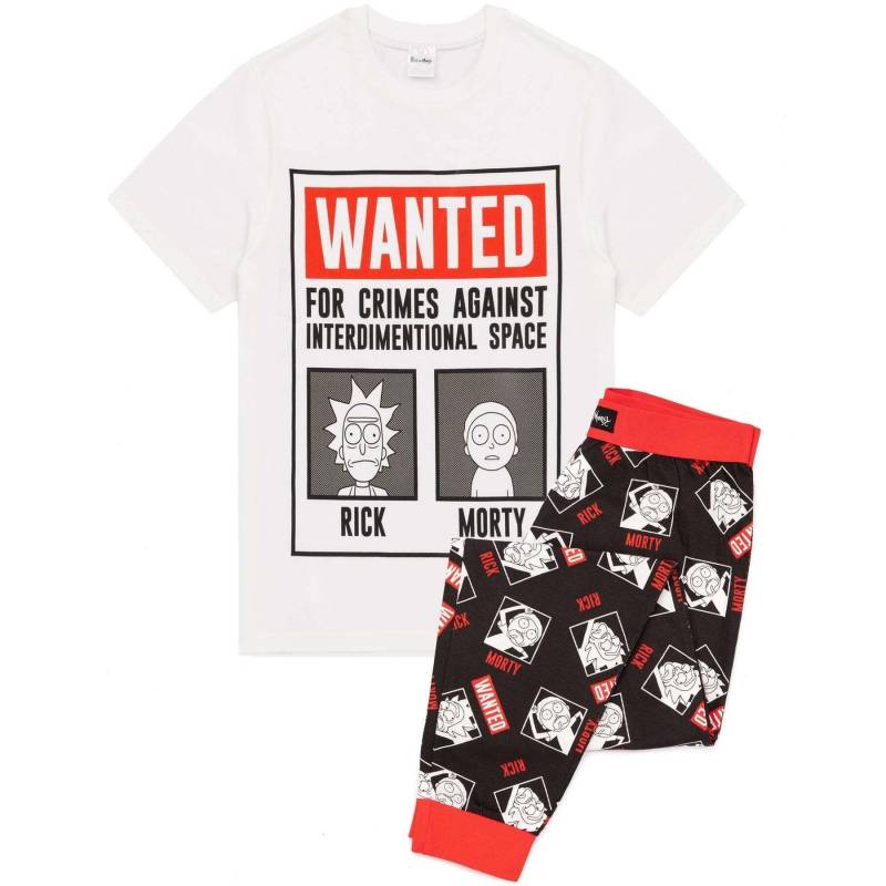 Rick and Morty Pyjama-Set mit Steckbrief für Herren L schwarz/weiß von Joom DACH