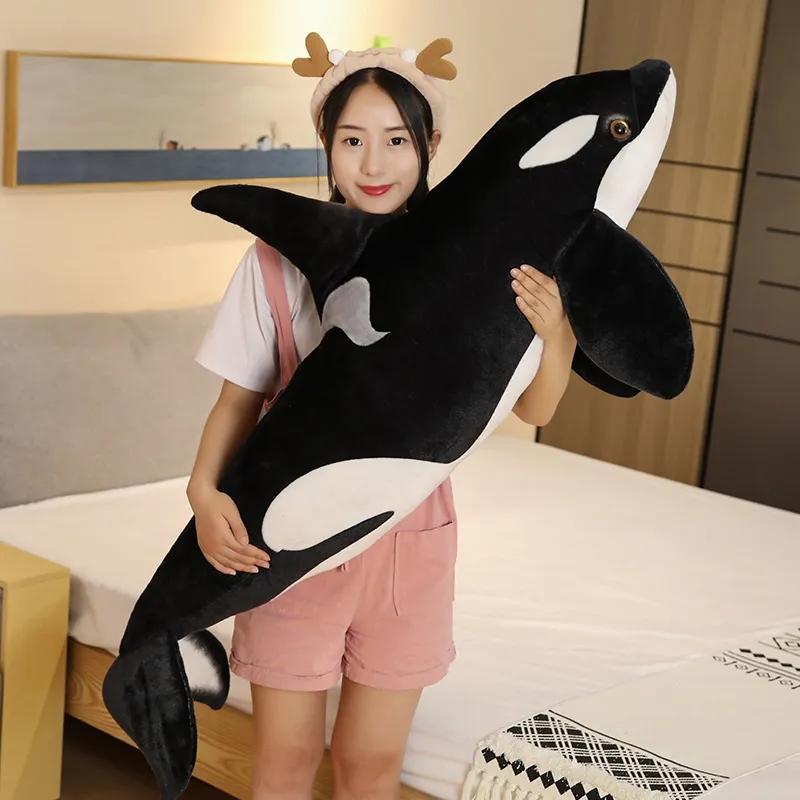 Riesen 130cm Schwertwal Plüschtiere Stofftier Orcinus Orca Fischpuppe Hai Cartoon Weiches Schlafkissen Kinder Mädchen Baby Lustiges Geschenk 50cm von Joom DACH