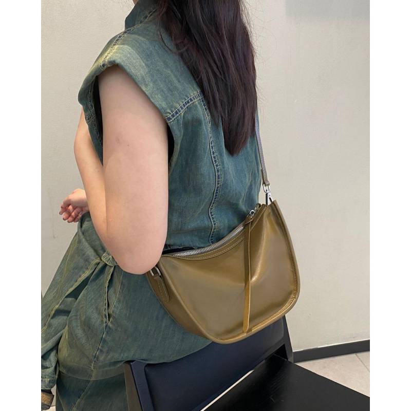 Rindsleder Damen, Einseitige Umhängetasche, Schlichte Mode-Tasche, Mädchen Muscheltasche, Tasche mit großem Fassungsvermögen olivgrüne von Joom DACH