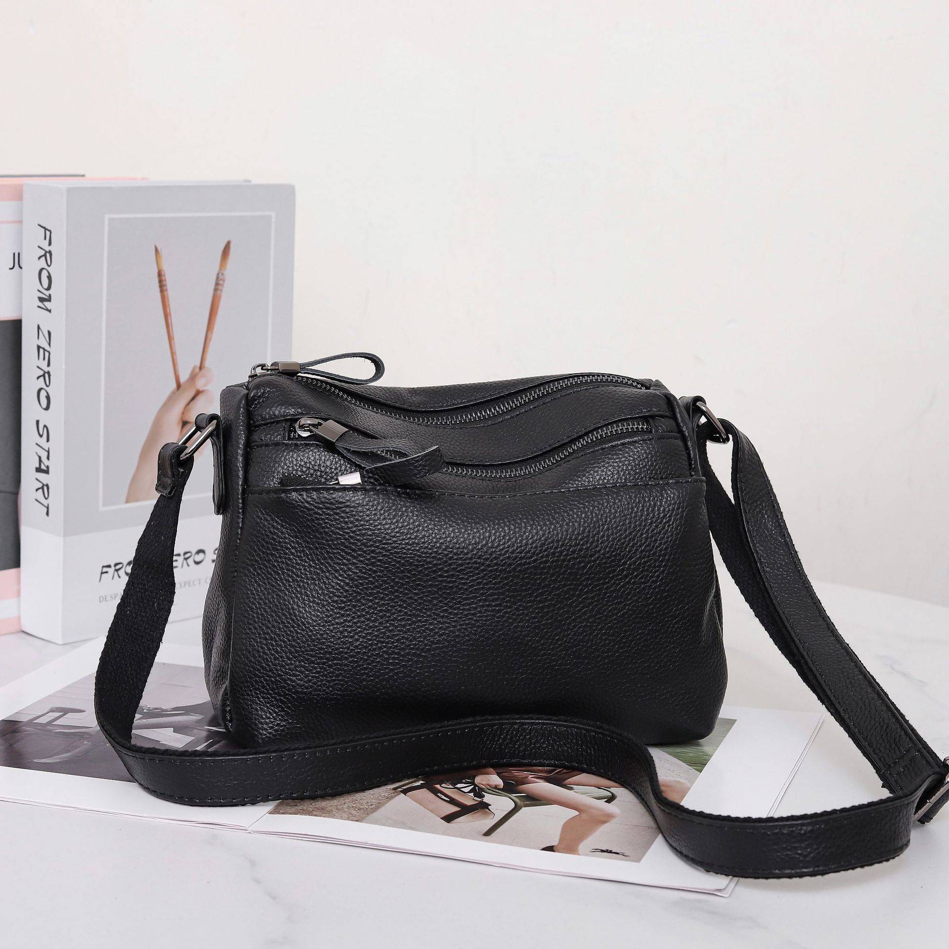 Rindsleder Damen Einzelne Schulter Umhängetasche Einfache Mehrfachtasche Knödeltasche Großes Fassungsvermögen Tante Mutter Tasche Umhängetasche von Joom DACH