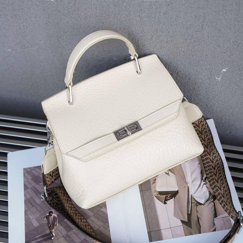 Rindsleder Damen Schulter Umhänge Einfache Mode Tasche Mädchen Muscheltasche Mehrfachteiliges Knödeltasche weiß von Joom DACH