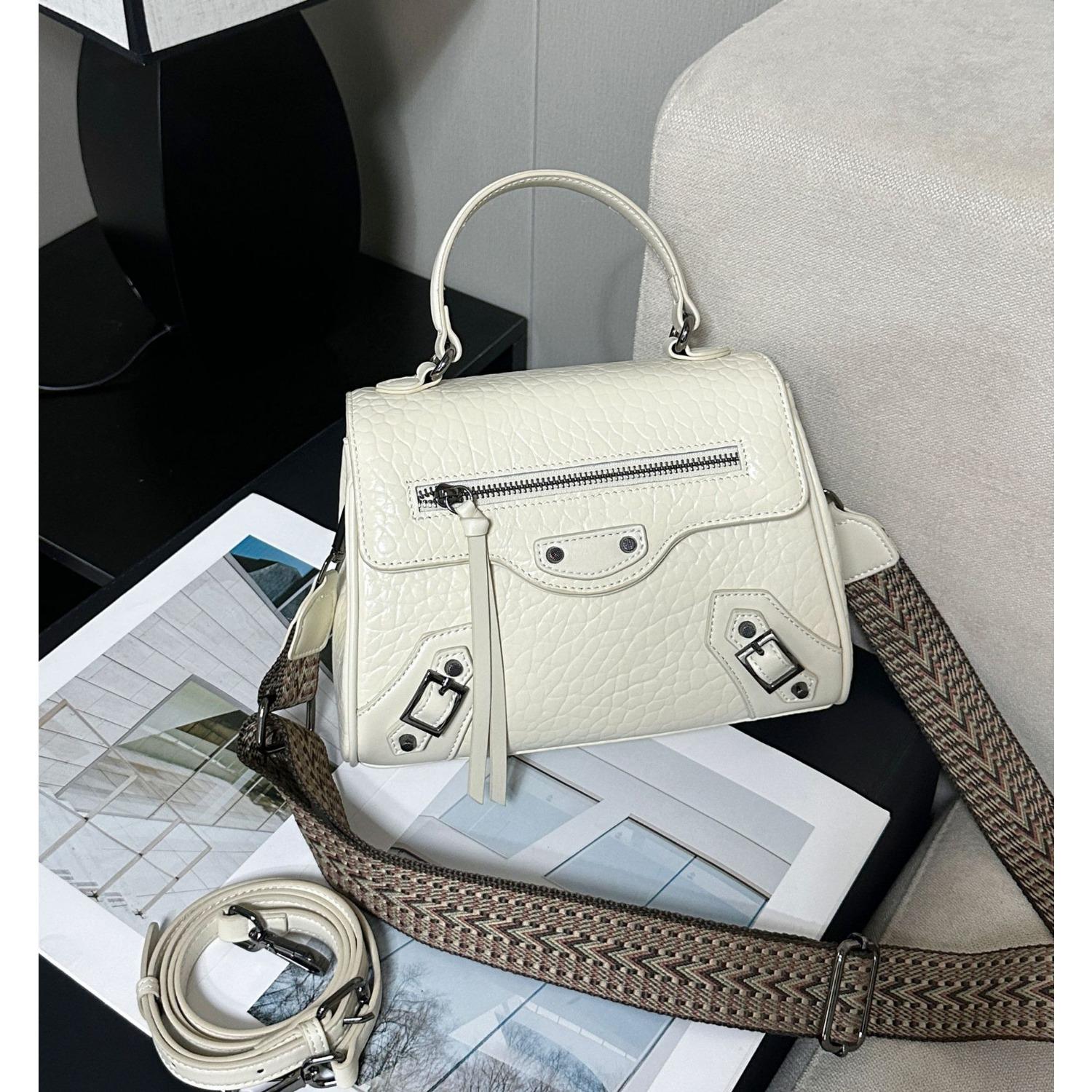 Rindsleder Damen Schulter Umhänge Einfache Mode Tasche Mädchen Muscheltasche Mehrfachteiliges Knödeltasche weiß von Joom DACH