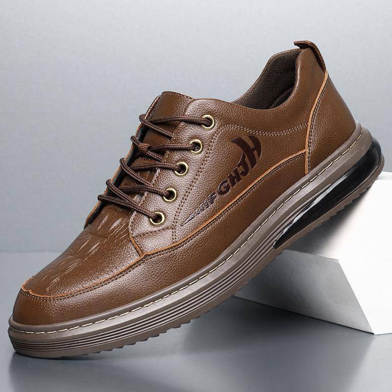 Rindsleder Herrenschuhe Herren Freizeitschuhe aus Leder Leder Herren Schnürschuhe Neue Schuhe Herren Trendy Innen Erhöhte Brettschuhe Trendy 44 braun von Joom DACH