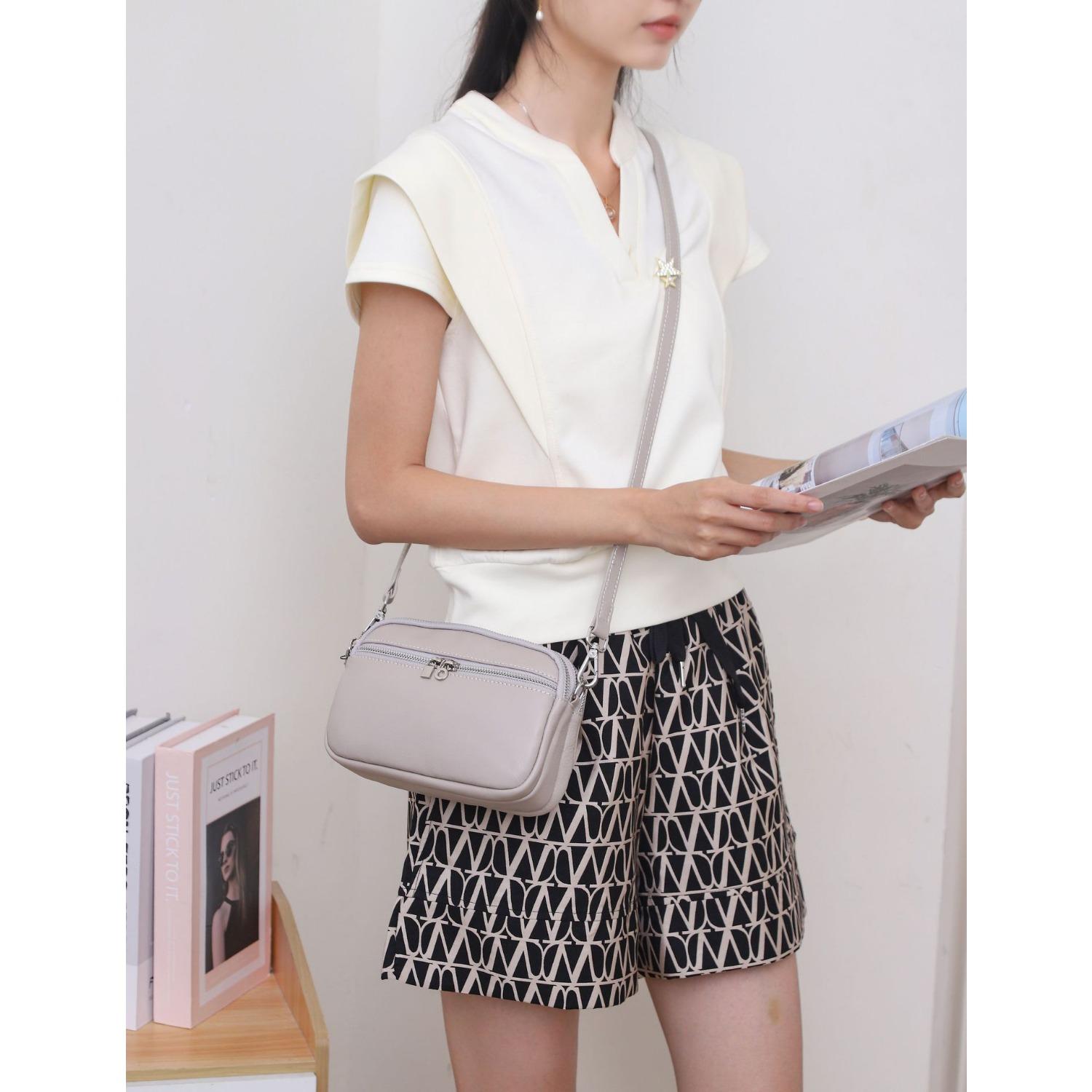 Rindsleder Neue Lässige Studentin Umhängetasche Kleine Tasche Vielseitig Klein Frisch Damen Handy Wechselgeldtasche Echtes Leder weiß von Joom DACH