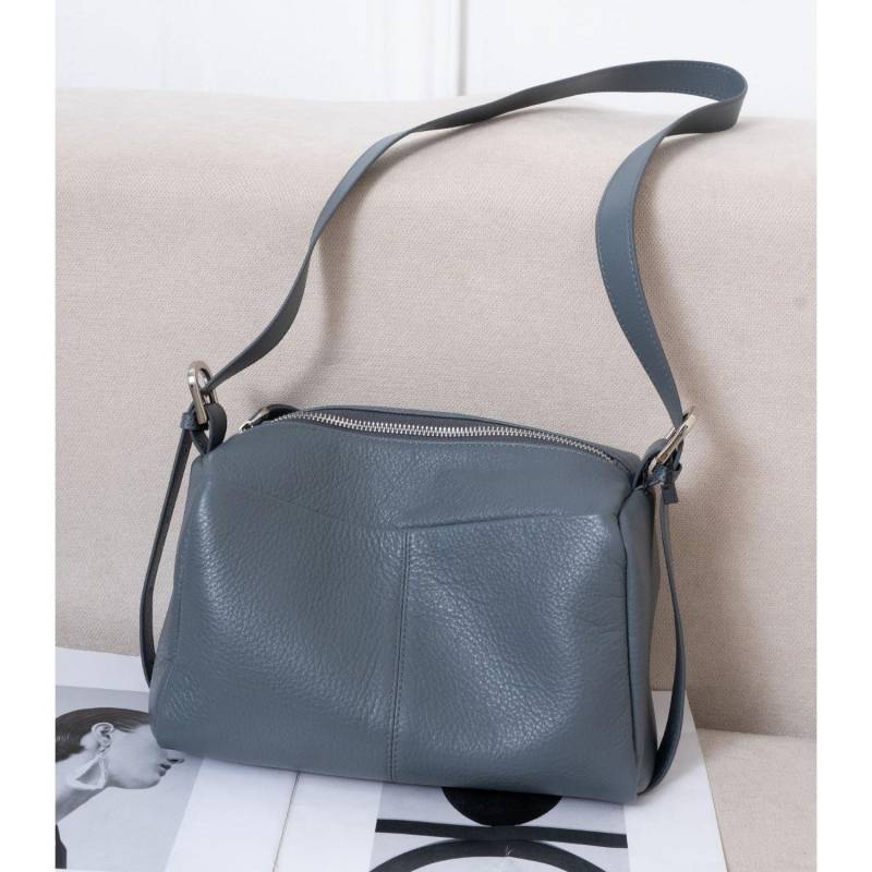 Rindsleder Nische Vielseitige Damen Tasche Schulter Umhängetasche Einfache und Praktische Damen Tasche Shell Reißverschlusstasche Weiches Leder pfau blau von Joom DACH