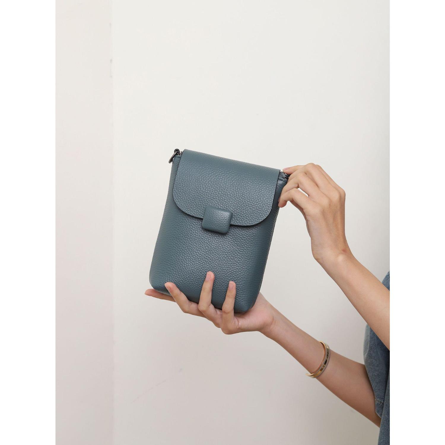 Rindsleder Schulter Damen Tasche Damen Messenger Ledertasche Praktische Vielseitige Tasche Leder Handy Wechselgeldtasche meer-blaue von Joom DACH