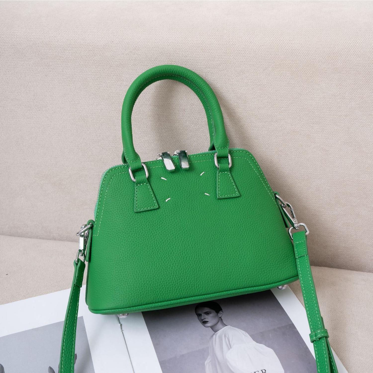 Rindsleder Schulter Damen Tasche Umhängetasche Mama Tasche Stilvoll und Schlicht Muscheltasche Vielseitig Leder Trendig grün von Joom DACH