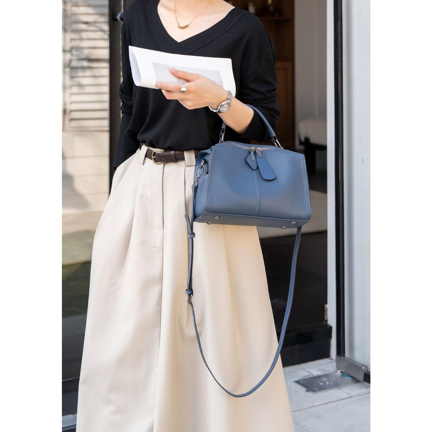 Rindsleder Tasche Umhängetasche Kissen Tasche Beliebt Mode Rein Damen Schulter Praktisch Tragbar Quadratische Tasche von Joom DACH