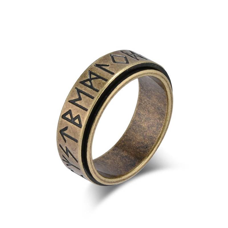 Ring aus Titanstahl mit skandinavischem Wikinger-Text, Spinning Relief, Stressabbau, für Männer und Frauen, neutraler Hip-Hop-Stapelschmuck, einfache Paarringe 8# von Joom DACH