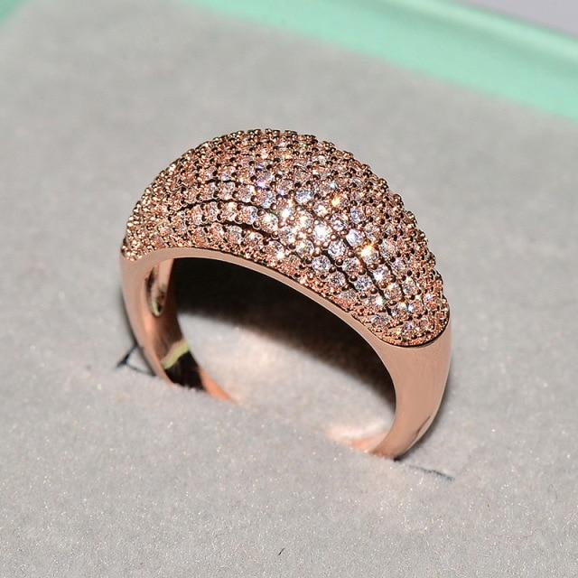 Ringe für Frauen, luxuriöser Volldiamant, edler Schmuck, Hochzeitstag, Party, als Geschenk für Freundin und Ehefrau 9 rose gold von Joom DACH