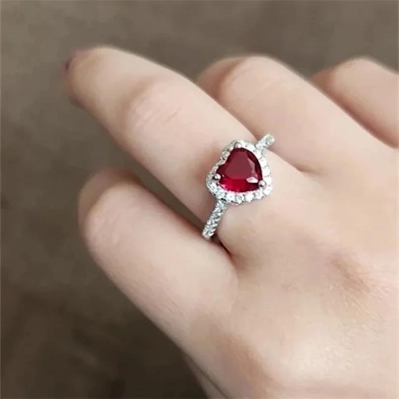 Ringe für Frauen Blau Schmuck Box Verpackung für Rotes Herz Zirkonia Stein Hochzeit Party Zubehör 5 von Joom DACH