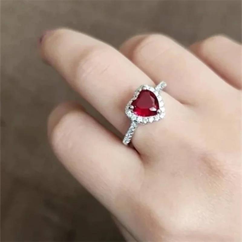 Ringe für Frauen Blau Schmuck Box Verpackung für Rotes Herz Zirkonia Stein Hochzeit Party Zubehör 5 von Joom DACH