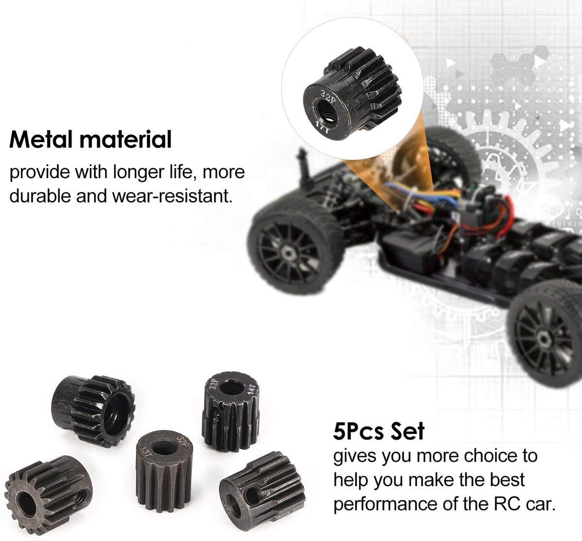Ritzel-Ritzel-Satz 13Z-17Z 48DP – Für 1:10 RC Brushless Motor – Langlebiges Metall – Kompatibel mit Monstertrucks, Buggys, Trucks – Schwarz schwarz von Joom DACH