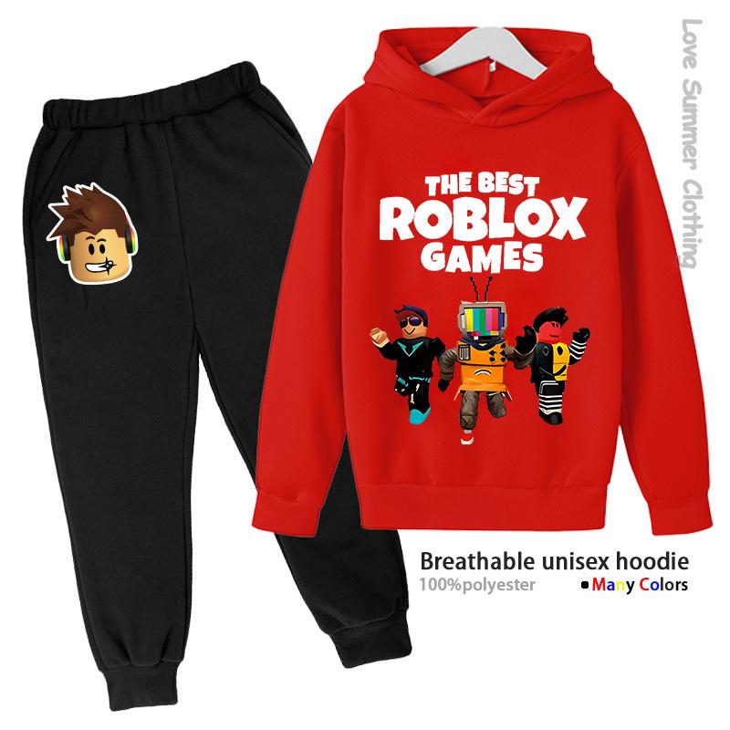 Roblox Jungen Hoodie Trainingsanzug Alter 4-14 HD Druck Herbst Neuheiten Geschlecht Dünnes Fleece Hoodie Set Lässig Unisex Trainingsanzug Polyester 130 von Joom DACH