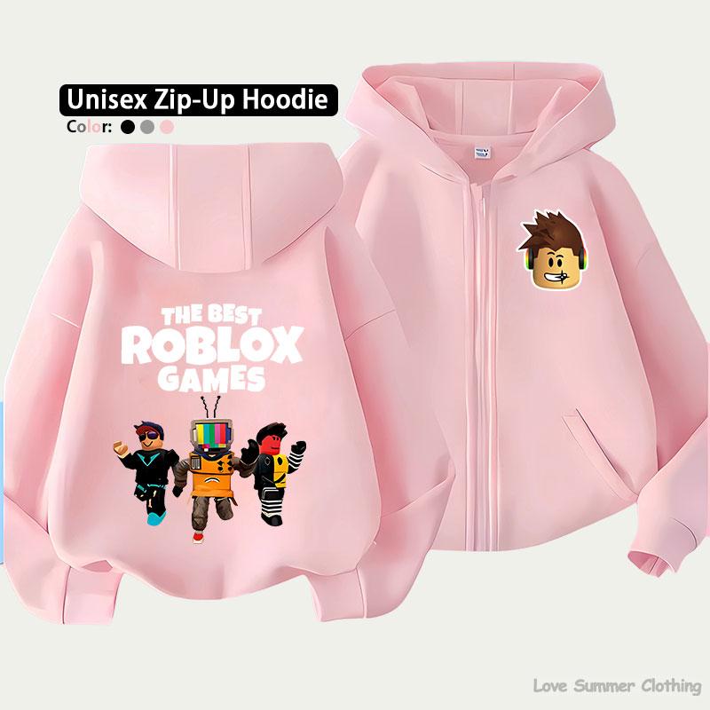 Roblox Kinder Zip-Hoodie für Kinder im Alter von 4-14 Jahren Mehrere Musteroptionen Unisex Leichte Zip-Jacke HD-Druck Leicht zu tragen Sportlicher und lässiger Stil Polyester 140 von Joom DACH