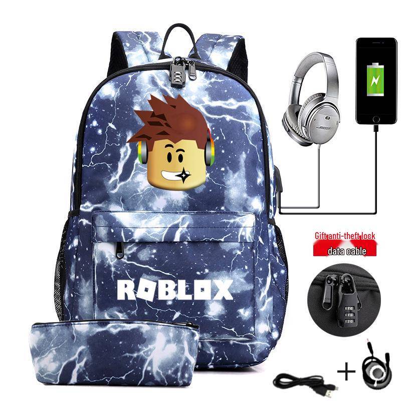 Roblox Spiel Herren Rucksack mit USB-Ladeanschluss, Laptop-Tasche mit großem Fassungsvermögen One Size von Joom DACH