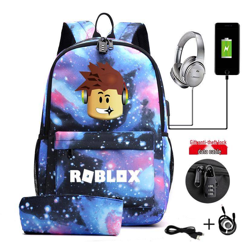 Roblox Spiel Herren Rucksack mit USB-Ladeanschluss, Laptop-Tasche mit großem Fassungsvermögen One Size von Joom DACH