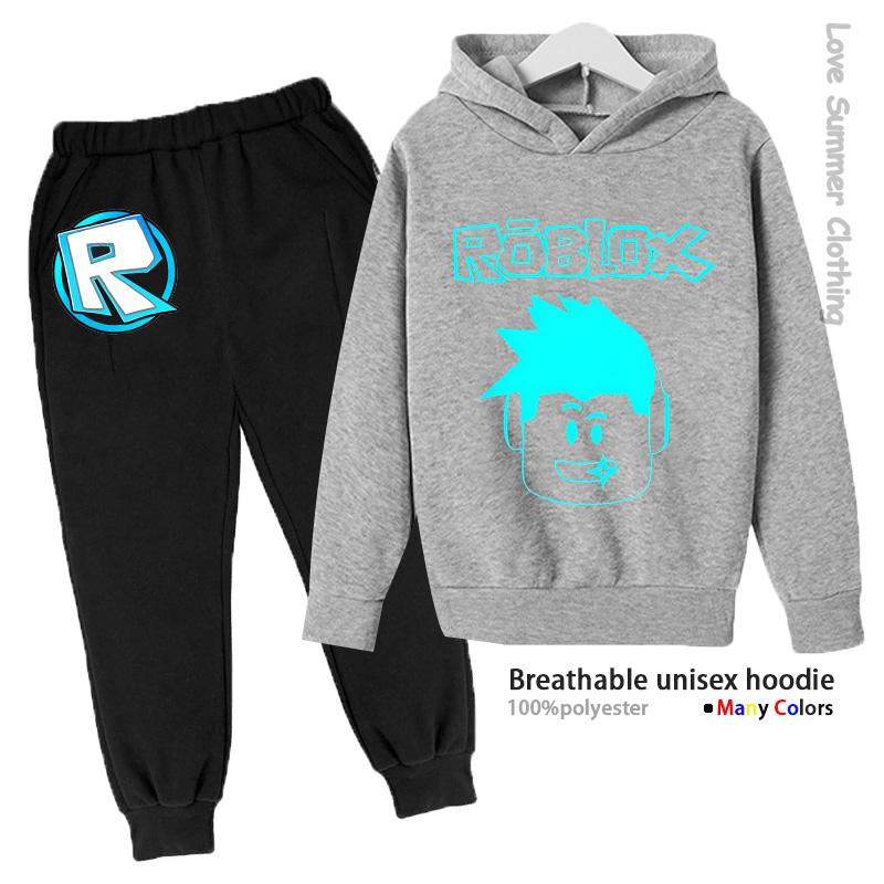 Roblox Unisex Trainingsanzug für Kinder HD-Druck Polyester Sweatpants Neu 2025 Herbst Passendes Set Jungen Sweatshirt Jogger-Set Alltagskleidung Viele Farben Lässig 110 von Joom DACH
