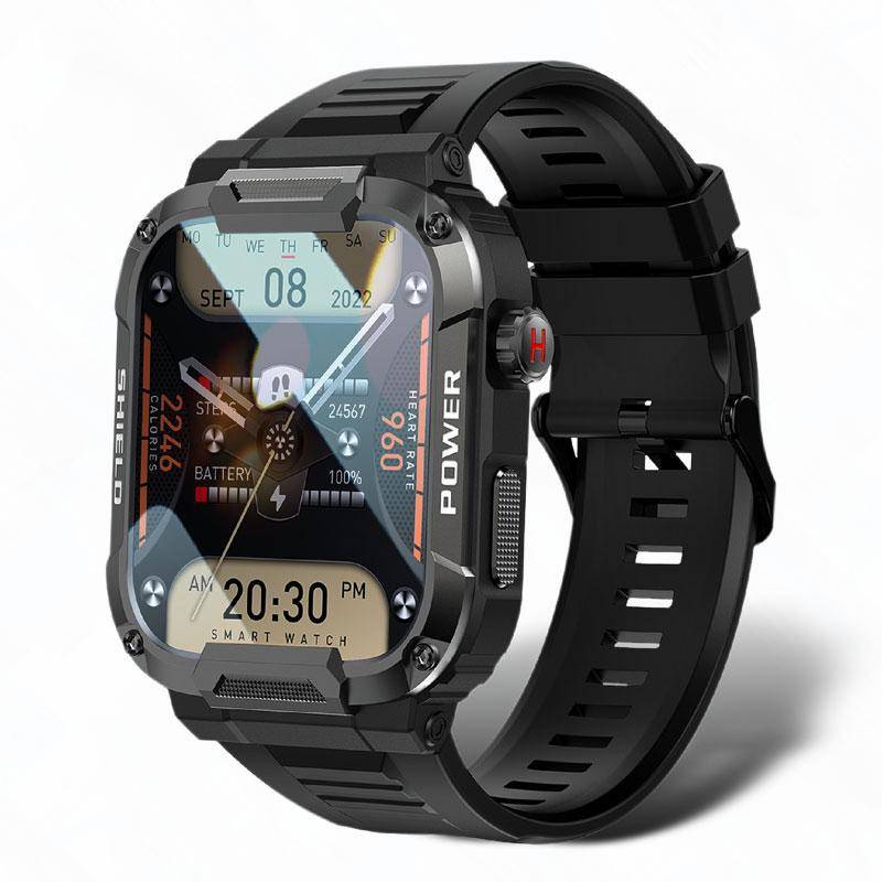 Robuste Militär Smart Uhr Männer Für Xiaomi Android Ios Ftiness Uhren Ip68 Wasserdichte 1,85'' Bluetooth Anruf Smartwatch 2023 Neue Silica gel schwarz von Joom DACH