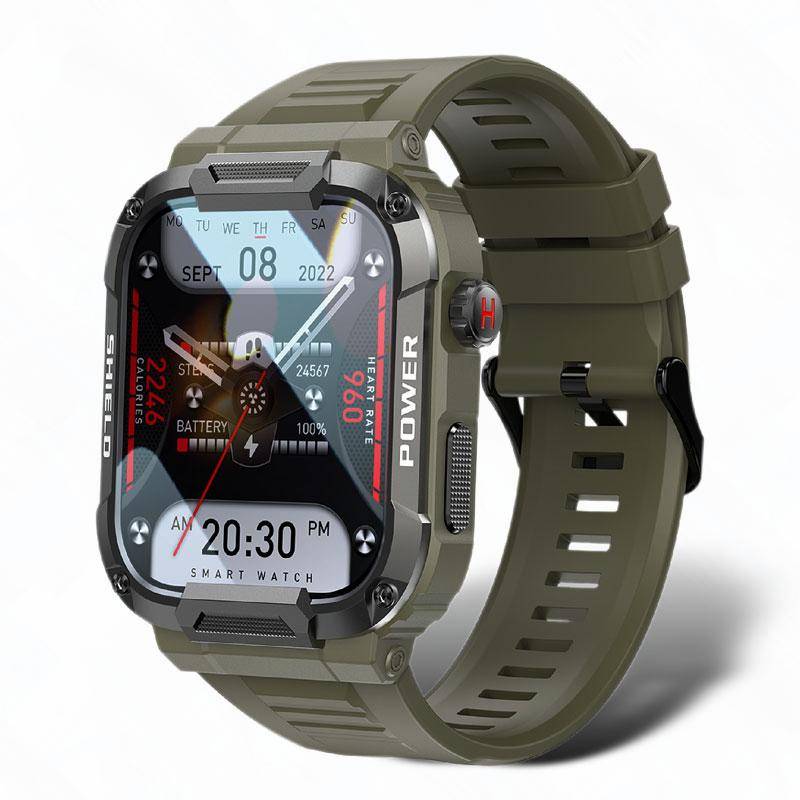 Robuste Militär Smart Uhr Männer Für Xiaomi Android Ios Ftiness Uhren Ip68 Wasserdichte 1,85'' Bluetooth Anruf Smartwatch 2023 Neue Silica gel grün von Joom DACH