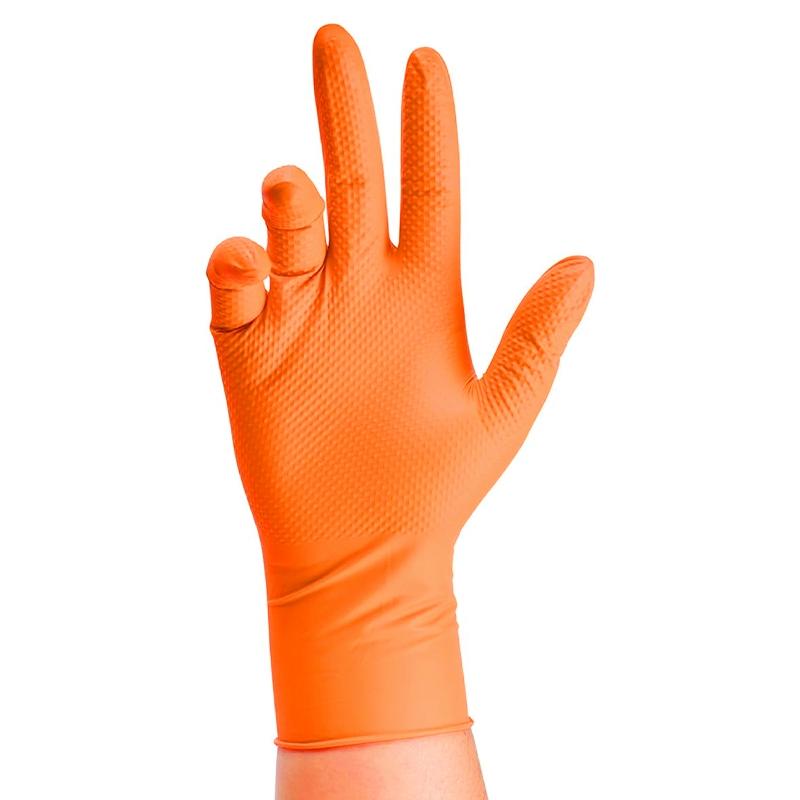 Robuste orangefarbene Nitrilhandschuhe 8Mil, industrielle Einweghandschuhe mit diamantstrukturiertem Griff für Mechanikersicherheit und Arbeitshandschuhe XL-30pcs orange von Joom DACH