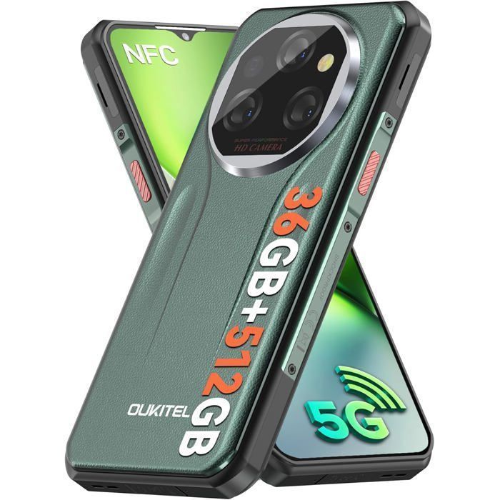 Robustes 5G Smartphone OUKITEL WP39 Pro 36GB+512GB 6.6  FHD+ 11000mAhh Unzerbrechliches Telefon Android 14 64MP Kamera Dual SIM/NFC Grün grün von Joom DACH