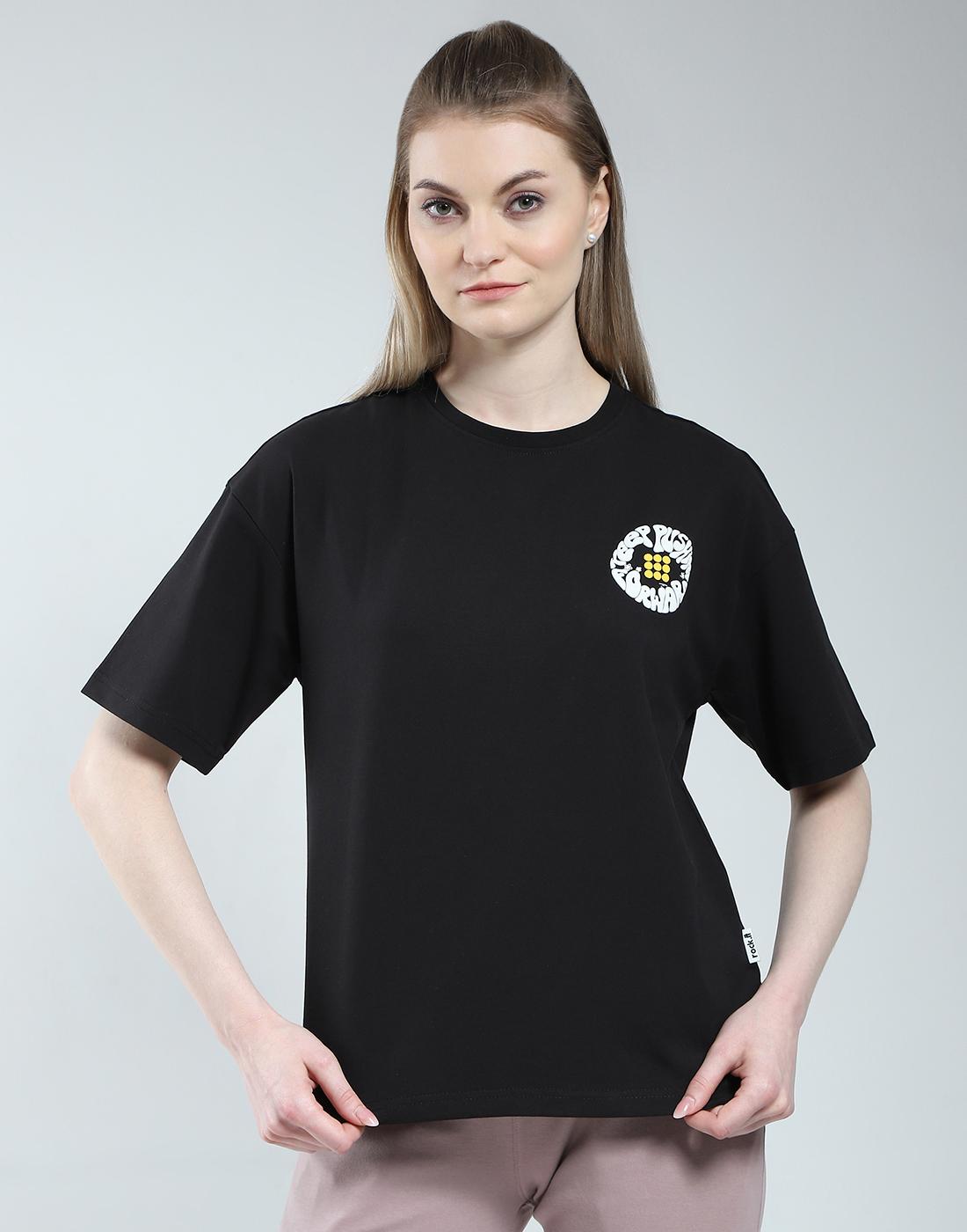 Rock It von House of Monte Carlo Damen Regular Fit Bedrucktes Rundhals-Top M schwarz von Joom DACH