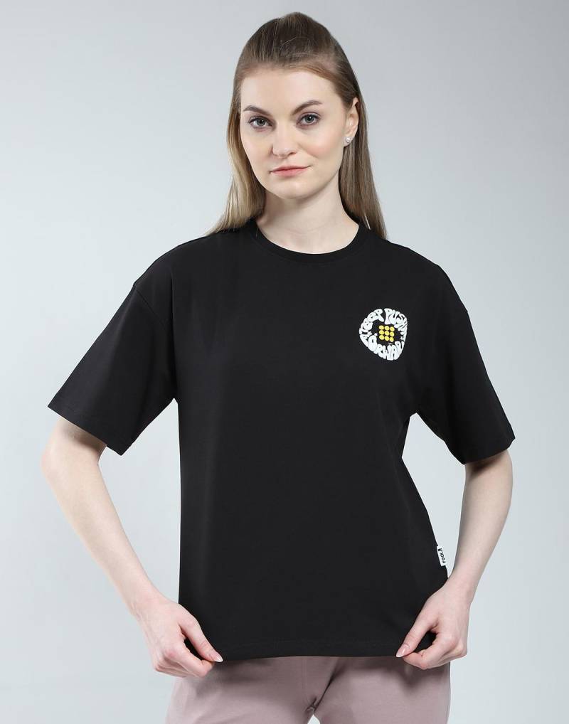 Rock It von House of Monte Carlo Damen Regular Fit Bedrucktes Rundhals-Top M schwarz von Joom DACH