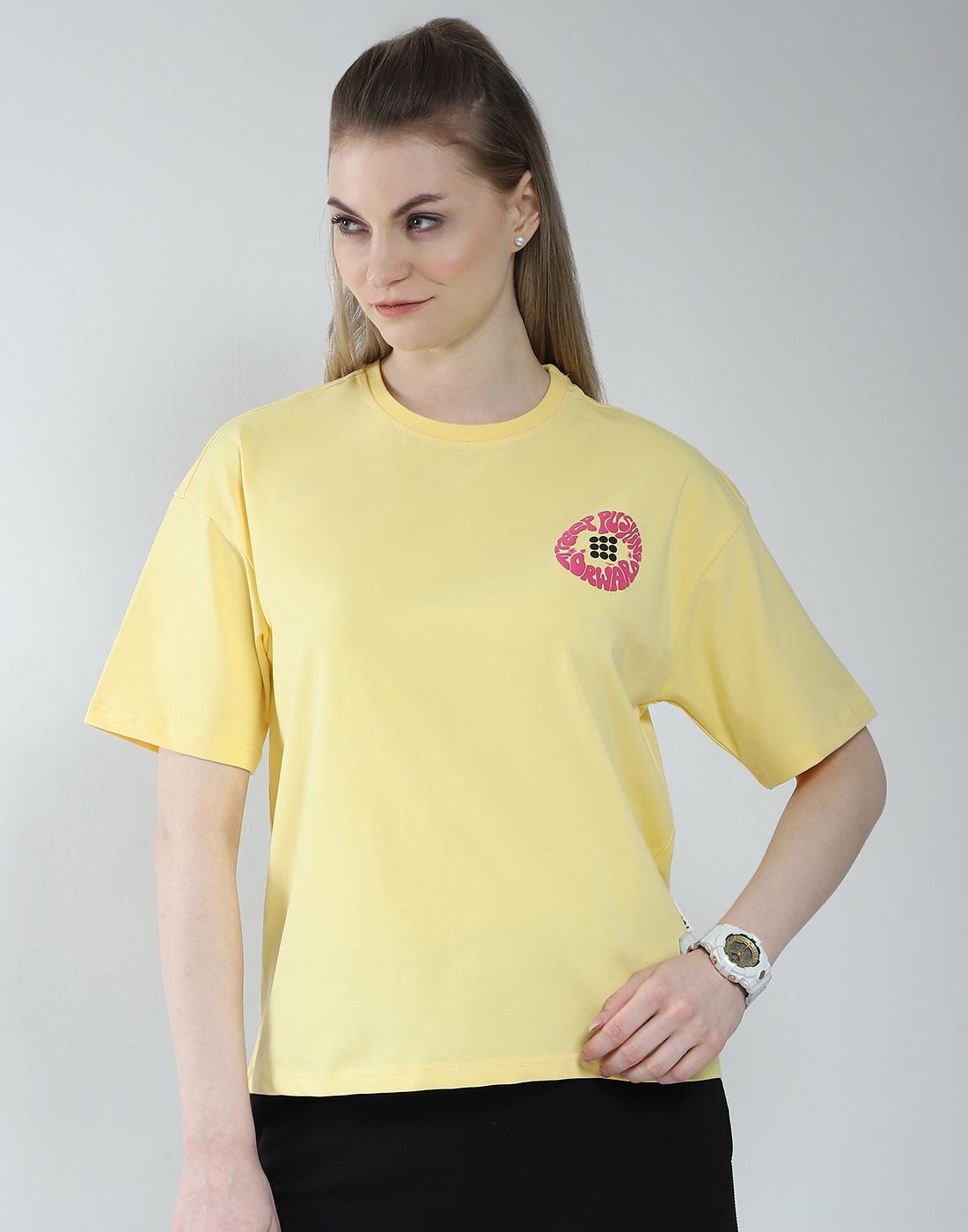 Rock It von House of Monte Carlo Damen Regular Fit Bedrucktes Rundhals-Top XXL gelb von Joom DACH