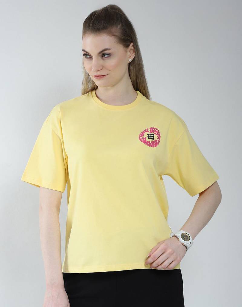 Rock It von House of Monte Carlo Damen Regular Fit Bedrucktes Rundhals-Top XXL gelb von Joom DACH