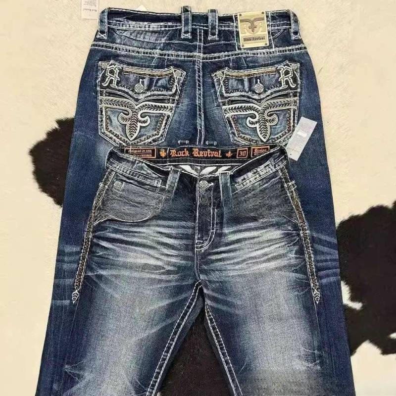 RogueWave American Retro Slim Schlagjeans Damen Y2k Harajuku Gothic Vintage Tasche Bestickt Blaue Denimhose Niedrige Taille Weites Bein Hose S dunkelblaue von Joom DACH