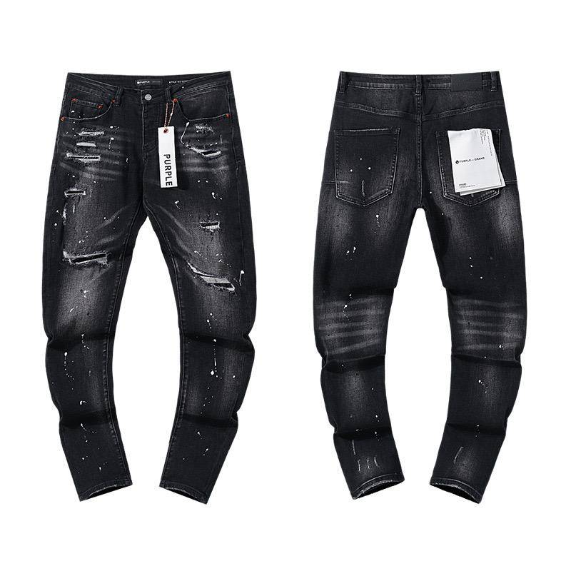 RogueWave Herren Tatters Splash Paint Herren Slim Ripped Badge Stretch Jeans Retro High-End Herrenhose 30 von Joom DACH