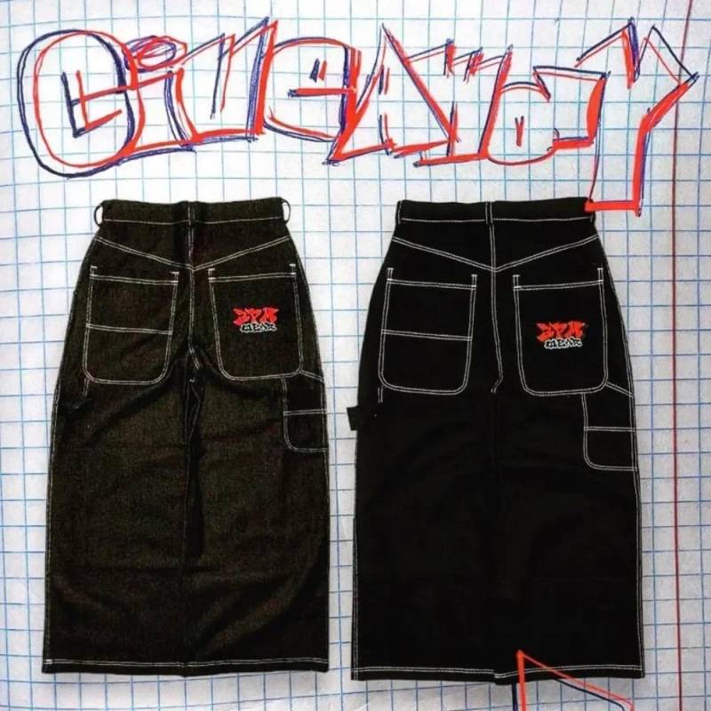 RogueWave Hip Hop Y2k Neue Farbe Wexwear Bestickte Baggy Jeans Streetwear Jeans Herren Damen Hohe Taille Weite Hose Harajuku Schwarze Hose M von Joom DACH