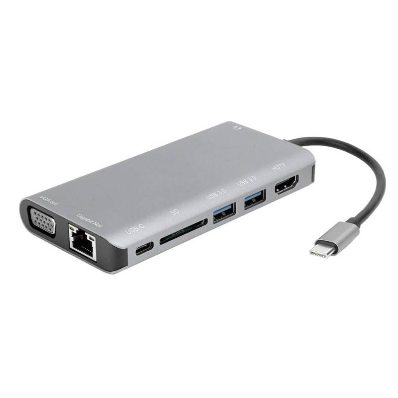 Rollenmaschinenlinie Typc Docking Station Notebook Zubehör 8in1 4K USB 3,0 Hub HDMI VGA o Port Grau von Joom DACH