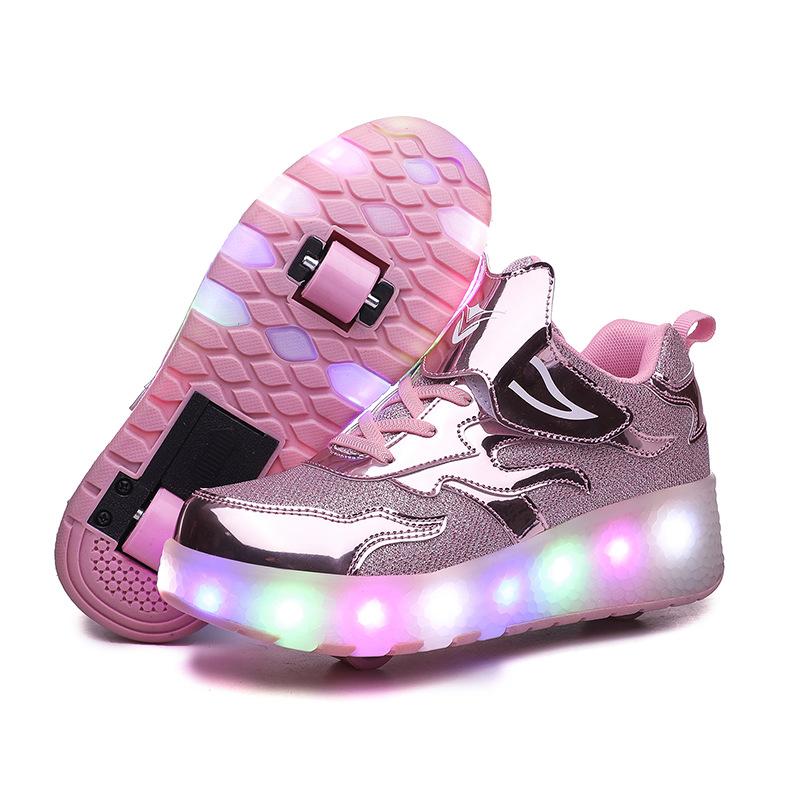 Roller Turnschuhe Räder Kinder Kinder Mädchen Jungen Babys Geschenk Mode Sport Casual Led Licht Blinkende Laufende Skate Schuhe 31 von Joom DACH