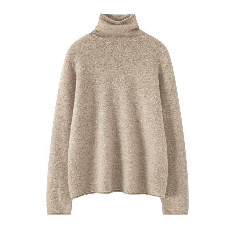 Rollkragen Pullover aus gekräuseltem Kaschmir für Damen im Herbst und Winter 100 reines Kaschmir Lockerer Pullover Nahtloser integrierter Pullover L von Joom DACH