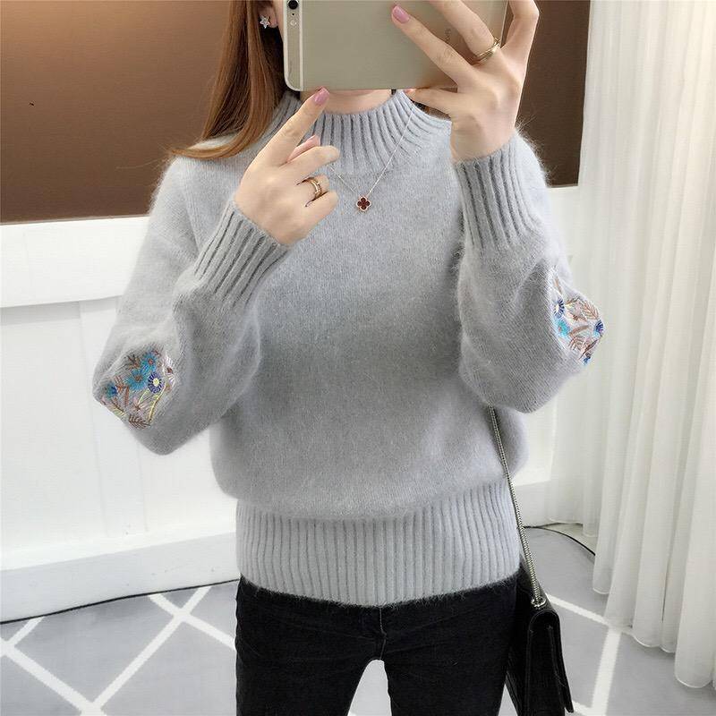 Rollkragenpullover Frauen Pullover Hohe Elastizität Gestrickte Dünne Jumper Herbst Winter Weibliche Pullover XXL von Joom DACH