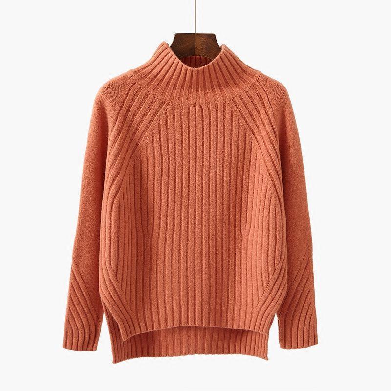 Rollkragenpullover für Damen, Herbst- und Winterpullover, lockerer Strickpullover, koreanische Version, schwarzes langärmeliges Basishemd 3XL von Joom DACH