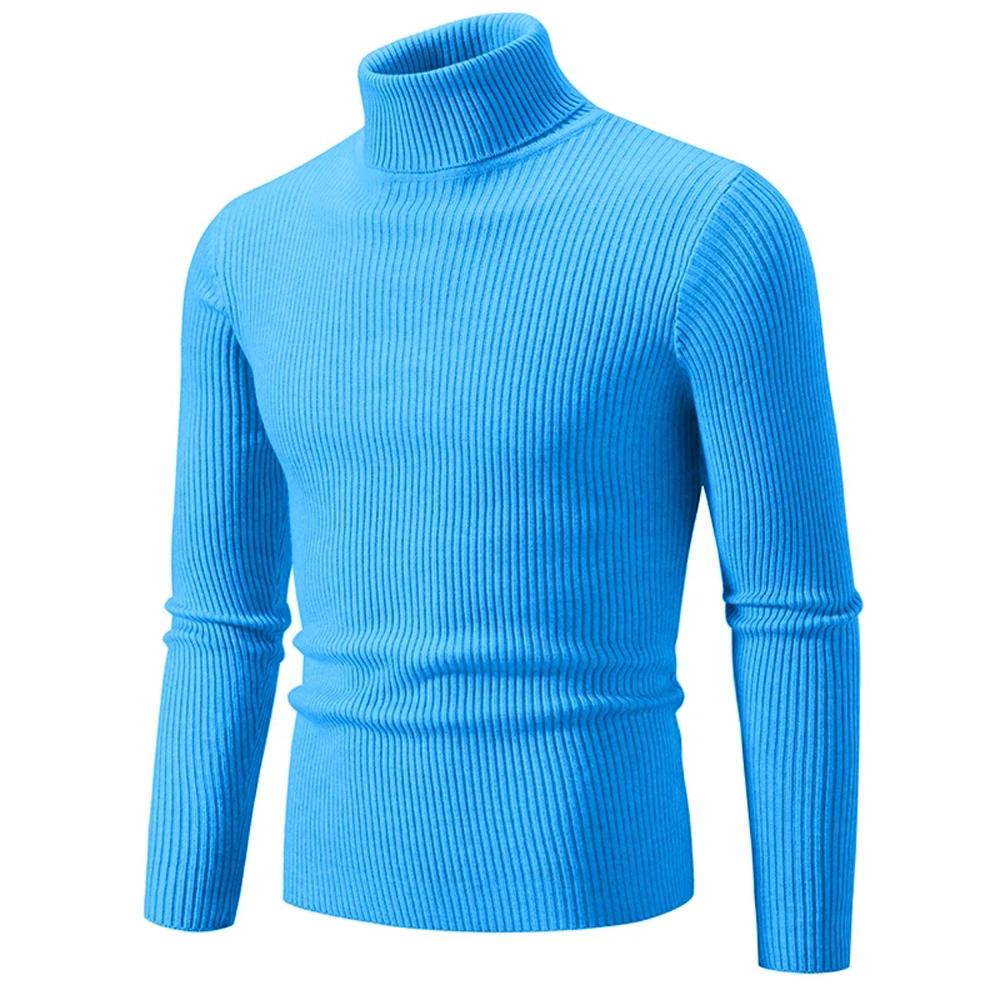 Rollkragenpullover für Herren, Rollkragenpullover, Zopfmuster, warm, lässig, für den Winter XL hellblaue von Joom DACH