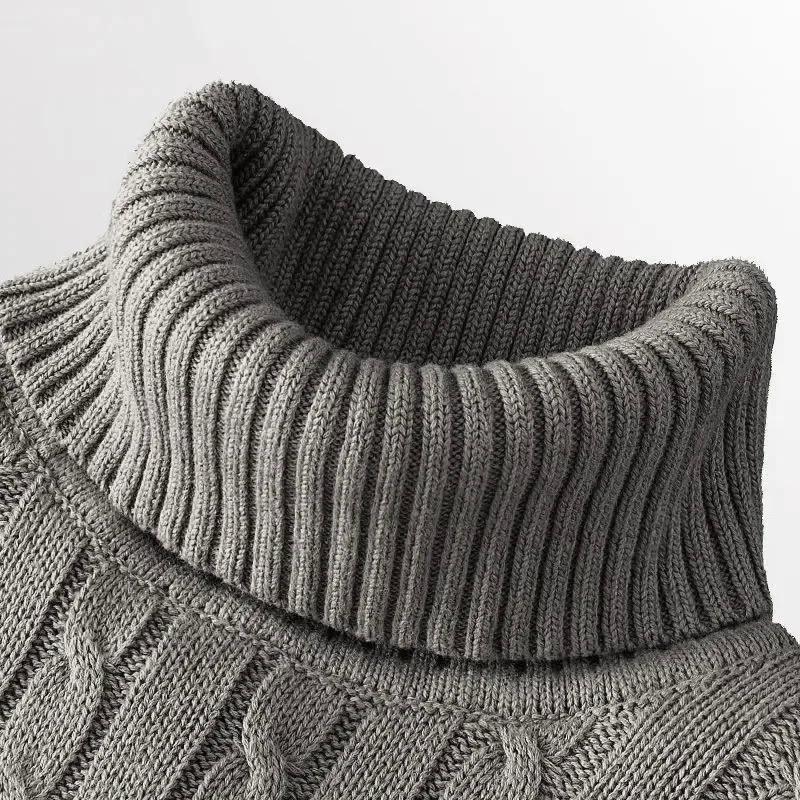 Rollkragenpullover für Herren, einfarbig, hoher Kragen, Strickpullover, lässig, elastisch, Sweatware für Herren, Herbst/Winter 3XL graue von Joom DACH