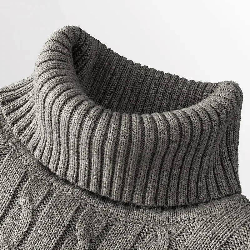 Rollkragenpullover für Herren, einfarbig, hoher Kragen, Strickpullover, lässig, elastisch, Sweatware für Herren, Herbst/Winter 3XL graue von Joom DACH