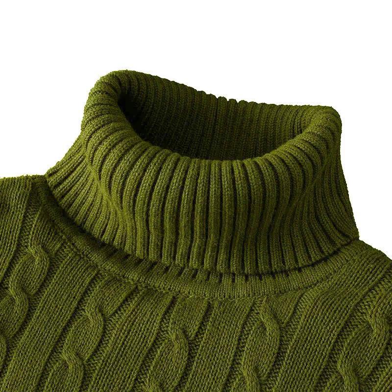 Rollkragenpullover für Herren, einfarbig, hoher Kragen, Strickpullover, lässig, elastisch, Sweatware für Herren, Herbst/Winter M grün von Joom DACH