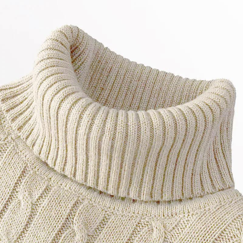 Rollkragenpullover für Herren, einfarbig, hoher Kragen, Strickpullover, lässig, elastisch, Sweatware für Herren, Herbst/Winter XL beige von Joom DACH