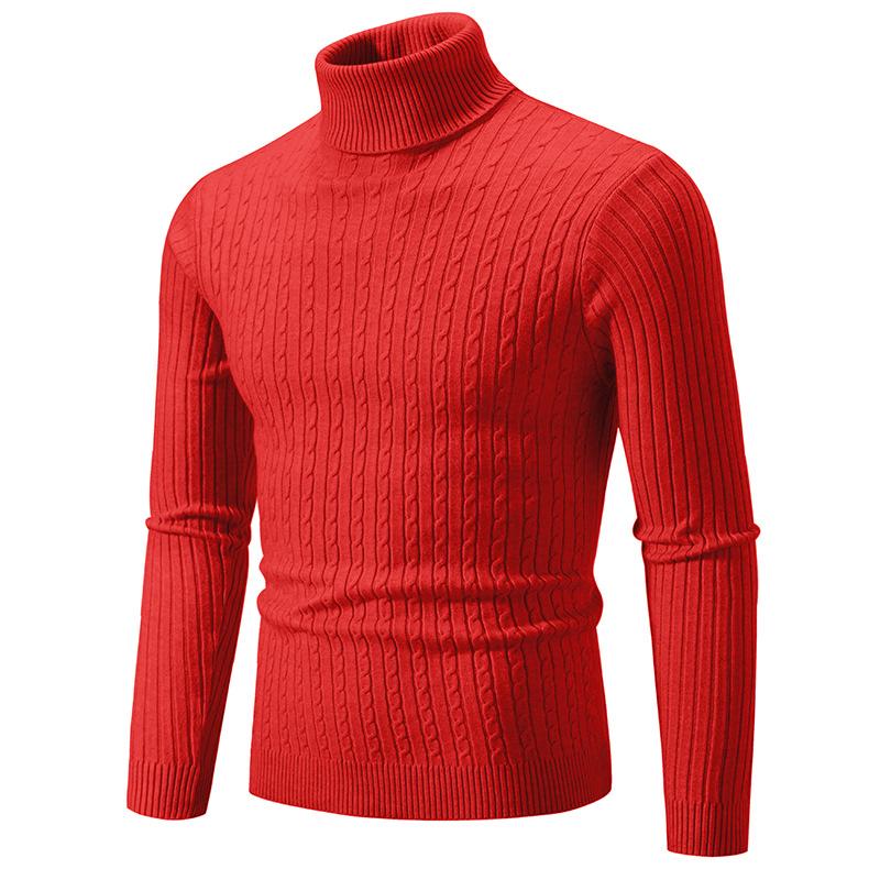 Rollkragenpullover für Herren, einfarbig, hoher Kragen, Strickpullover, lässig, elastisch, Sweatware für Herren, Herbst/Winter XL rot von Joom DACH